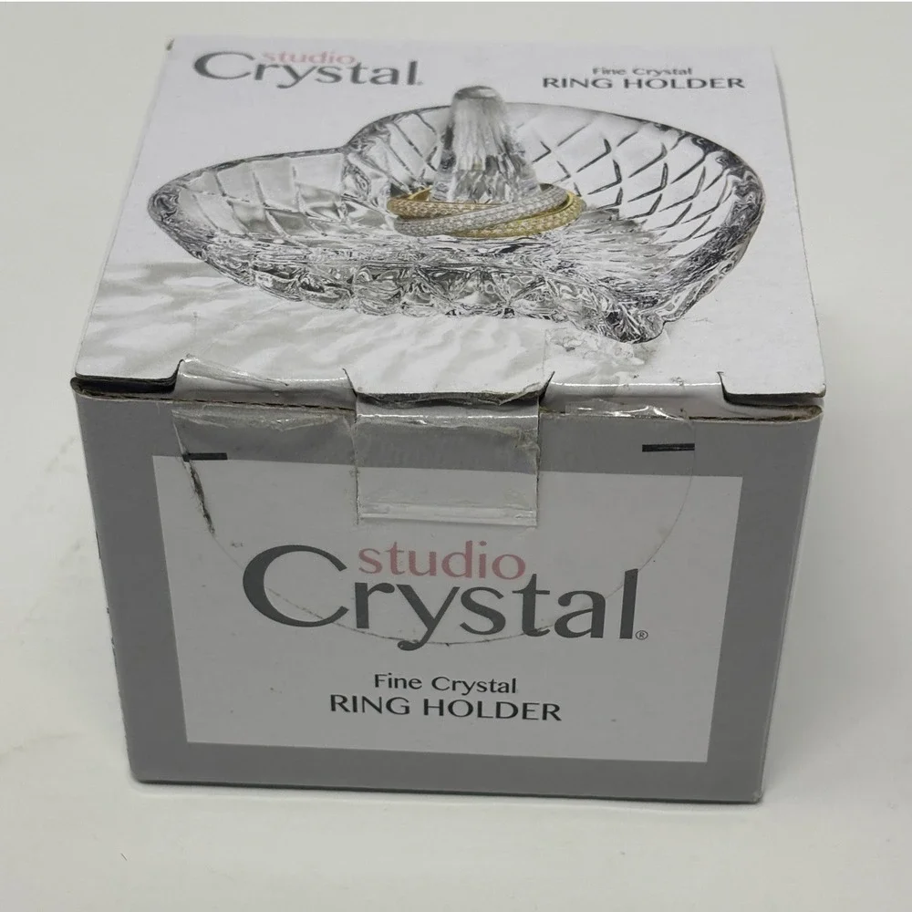 Studio Crystal Heart Ring Holder Fine Crystal Jewelry Dish Studio Silversmiths